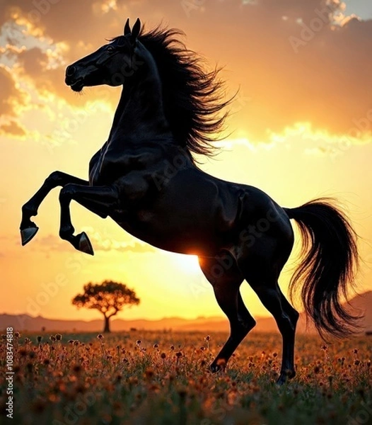 Obraz Horse on the background of a sunset