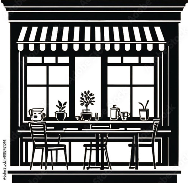 Obraz silhouette of a chair in a cafe