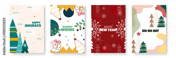 Obraz Joyful Holiday Greeting Cards with Christmas Themes