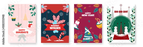 Obraz Festive Greeting Card Christmas Designs with Ornaments