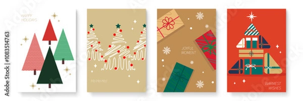 Obraz Festive Christmas Cards Featuring Modern Art Design