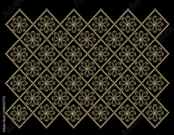 Obraz black background with gold pearls pattern closeup
