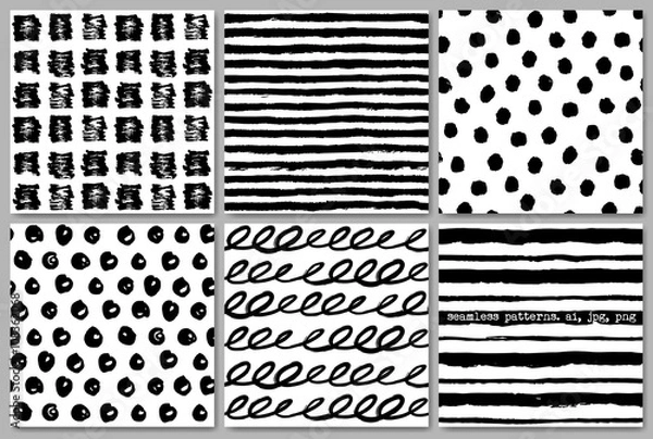 Fototapeta Grunge seamless pattern texture set. Vector illustration