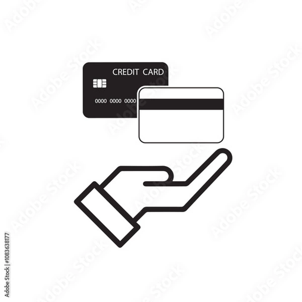 Obraz Cradit card icon, simple flat design. Isolate on white background.