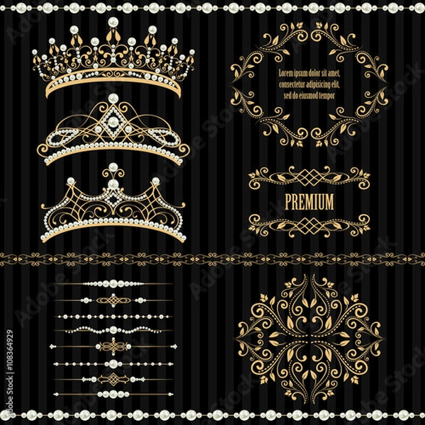 Fototapeta Set collections of royal design elements