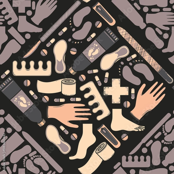 Fototapeta Sole Searching Endless Feet Repeat Pattern Design