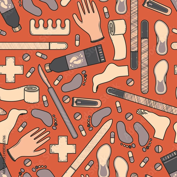 Fototapeta Sole Searching Endless Feet Repeat Pattern Design