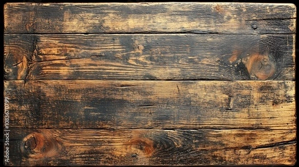 Fototapeta A top down view of an old wooden table texture background