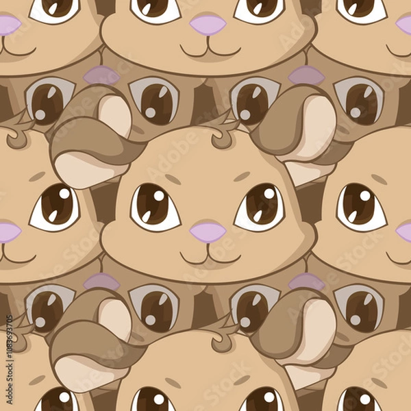 Fototapeta Expressive Gerbil Cartoon Repeat Pattern Design
