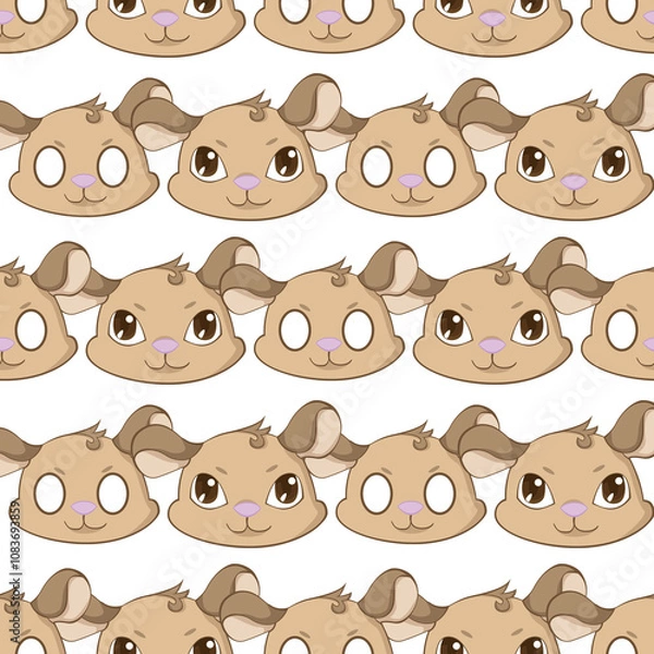 Fototapeta Expressive Gerbil Cartoon Repeat Pattern Design