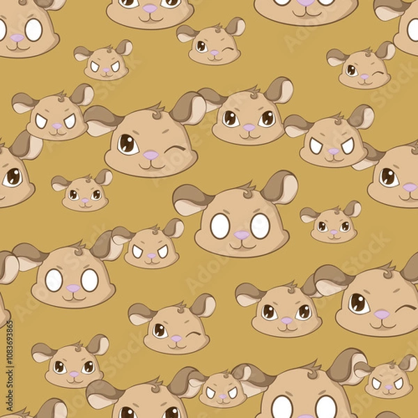 Fototapeta Expressive Gerbil Cartoon Repeat Pattern Design