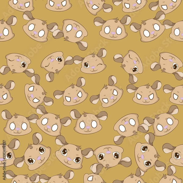 Fototapeta Expressive Gerbil Cartoon Repeat Pattern Design