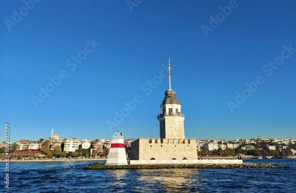 Obraz Unique View of Maiden’s Tower with Sea and Skyline in Istanbul