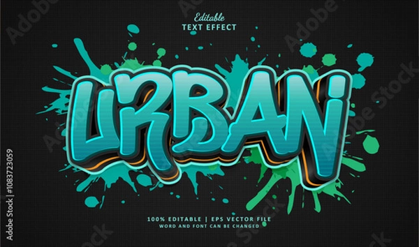 Fototapeta Urban Editable Text Effect 3d Style Grafiiti