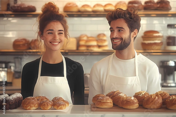 Fototapeta A bakery with a modern minimalist style and a flat design