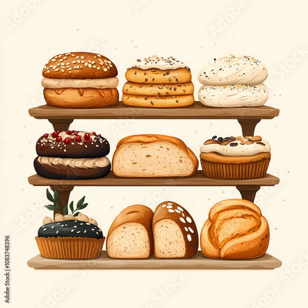 Fototapeta A bakery with a modern minimalist style and a flat design