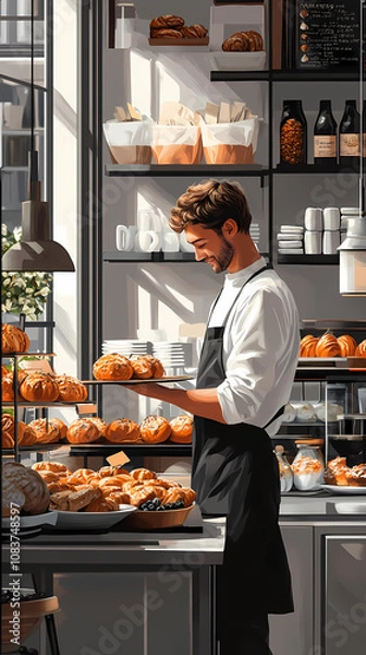 Fototapeta A bakery with a modern minimalist style and a flat design