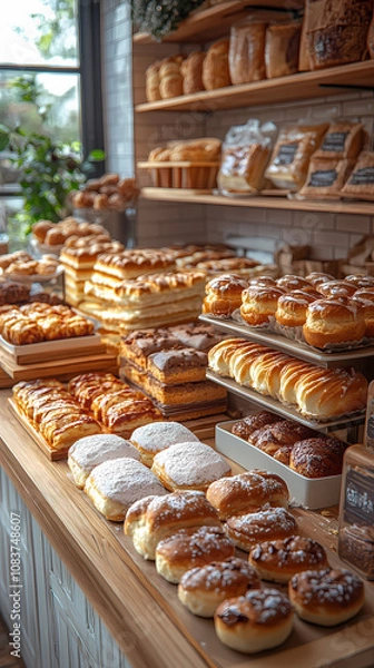 Fototapeta A bakery with a modern minimalist style and a flat design