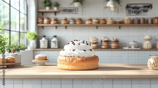 Fototapeta A bakery with a modern minimalist style and a flat design
