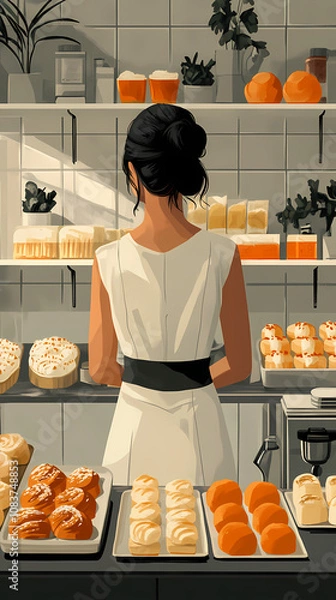 Fototapeta A bakery with a modern minimalist style and a flat design