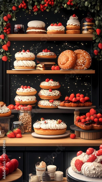 Fototapeta A bakery with a modern minimalist style and a flat design
