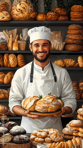 Fototapeta A bakery with a modern minimalist style and a flat design