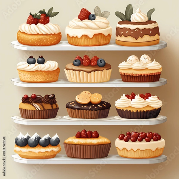 Fototapeta A bakery with a modern minimalist style and a flat design