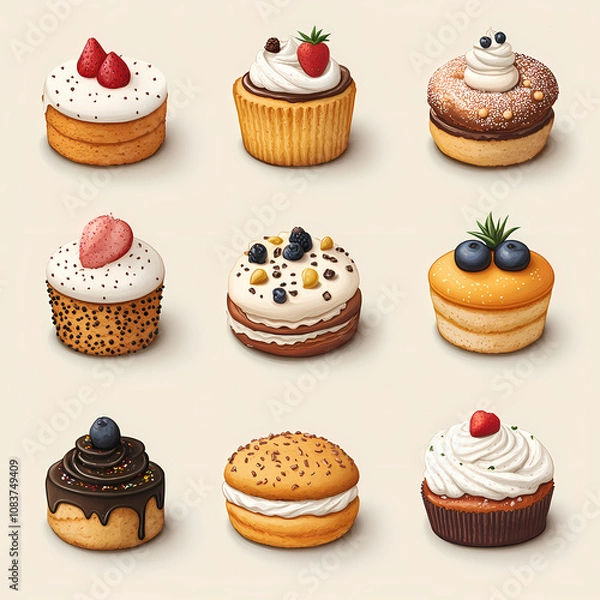 Fototapeta A bakery with a modern minimalist style and a flat design