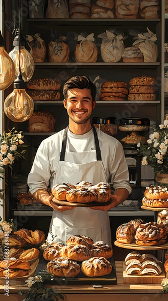 Fototapeta A bakery with a modern minimalist style and a flat design