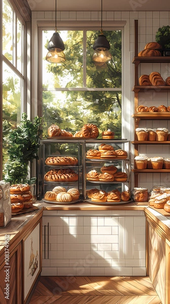 Fototapeta A bakery with a modern minimalist style and a flat design