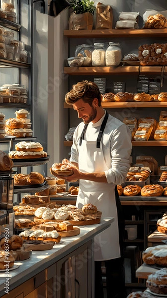 Fototapeta A bakery with a modern minimalist style and a flat design