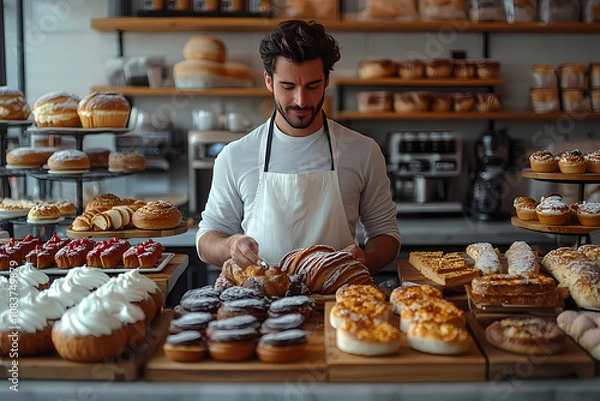 Fototapeta A bakery with a modern minimalist style and a flat design