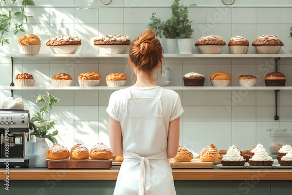 Fototapeta A bakery with a modern minimalist style and a flat design