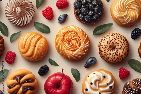 Fototapeta A bakery with a modern minimalist style and a flat design