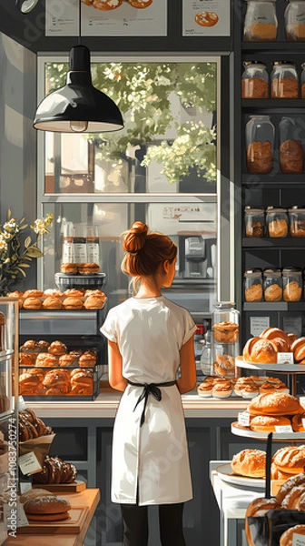 Fototapeta A bakery with a modern minimalist style and a flat design