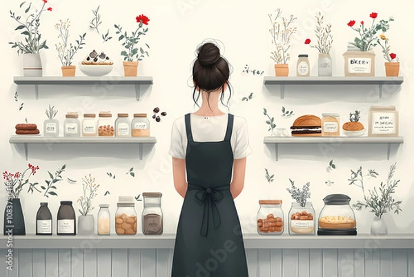 Fototapeta A bakery with a modern minimalist style and a flat design