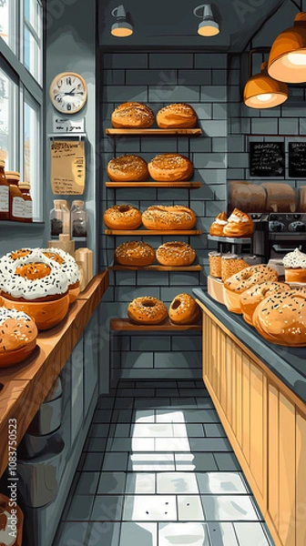 Fototapeta A bakery with a modern minimalist style and a flat design