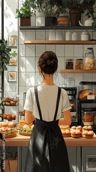 Fototapeta A bakery with a modern minimalist style and a flat design