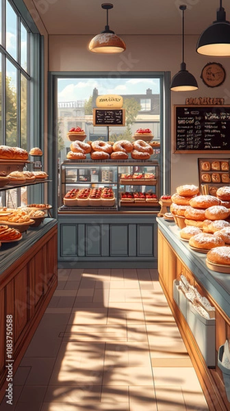 Fototapeta A bakery with a modern minimalist style and a flat design