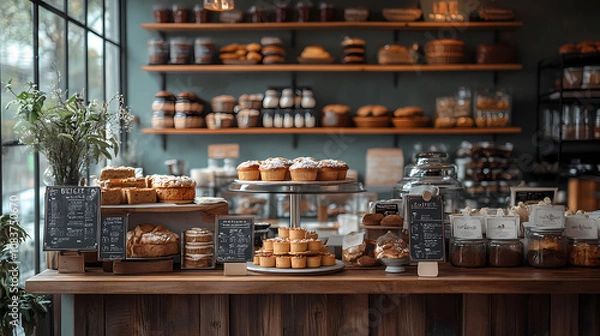 Fototapeta A bakery with a modern minimalist style and a flat design