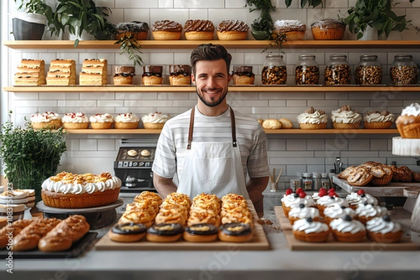 Fototapeta A bakery with a modern minimalist style and a flat design
