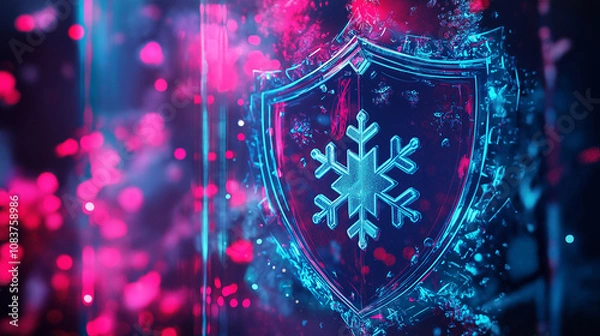 Fototapeta Cybersecurity Themed Splash Art with Christmas Motifs