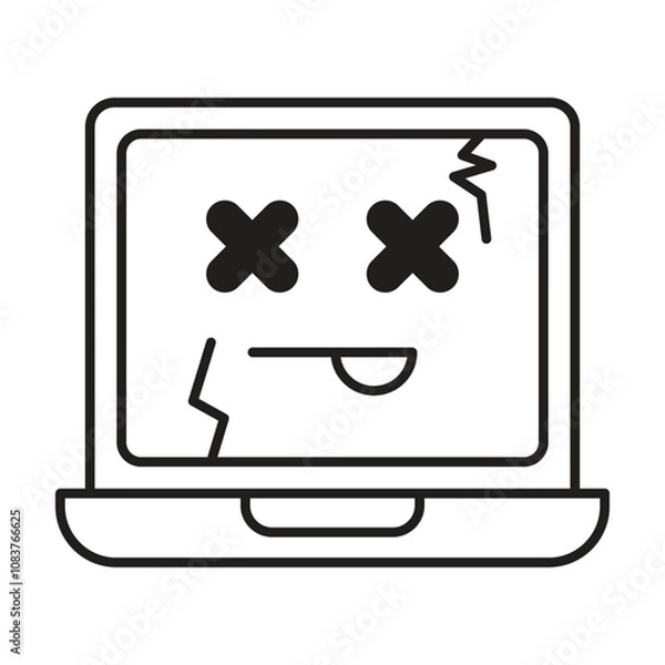 Obraz Computer is broken icon vector on white background