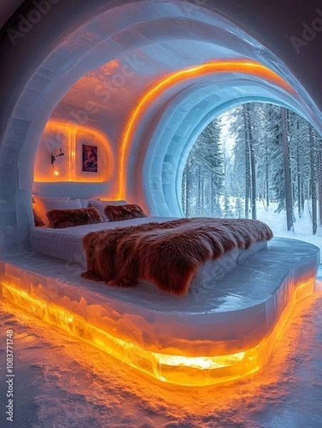 Fototapeta Apartment in a hotel built of ice