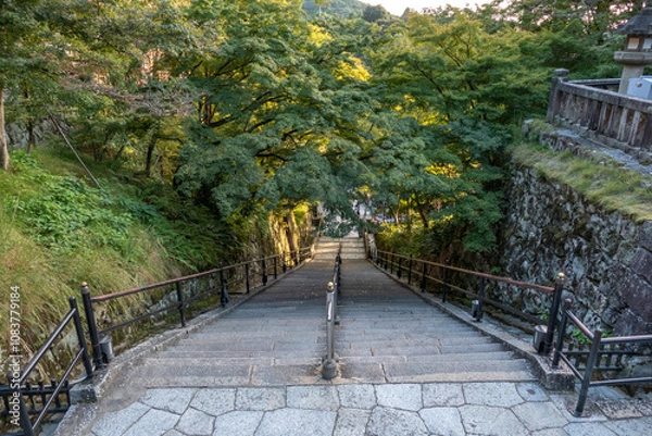 Obraz Japanese garden in Kiyomizu-dera is a Buddhist temple located in eastern Kyoto, Japan. The temple is part of the Historic Monuments of Ancient Kyoto UNESCO World Heritage Site. 