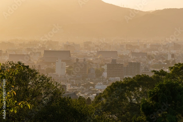 Obraz Kyoto Cityscape view from Kiyomizu-dera is a Buddhist temple located in eastern Kyoto, Japan. The temple is part of the Historic Monuments of Ancient Kyoto UNESCO World Heritage Site. 