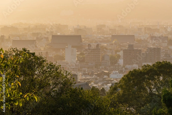 Obraz Kyoto Cityscape view from Kiyomizu-dera is a Buddhist temple located in eastern Kyoto, Japan. The temple is part of the Historic Monuments of Ancient Kyoto UNESCO World Heritage Site.