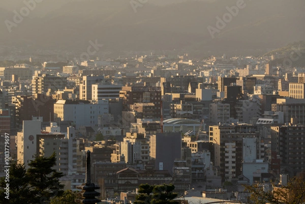 Obraz Kyoto Cityscape view from Kiyomizu-dera is a Buddhist temple located in eastern Kyoto, Japan. The temple is part of the Historic Monuments of Ancient Kyoto UNESCO World Heritage Site.