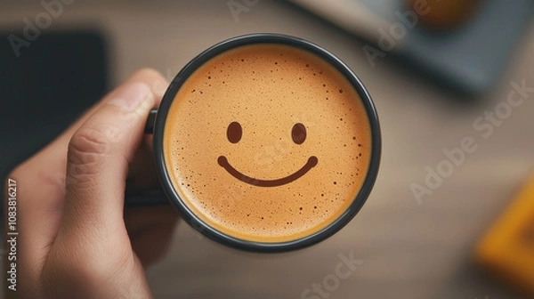 Fototapeta Kaffee mit Gesicht