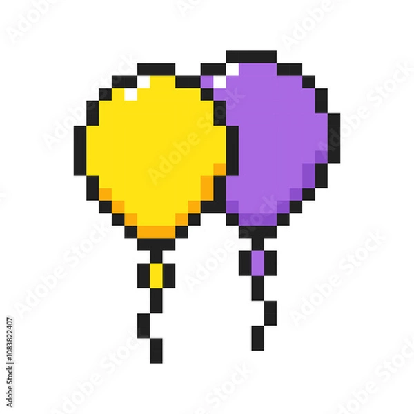 Obraz Balloons 8-bit icon, Balloons pixel item.